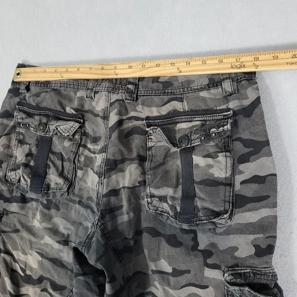 Nick Danger Cargo Shorts Mens 32 Grey Camo Tactical Relaxed Cotton Utility